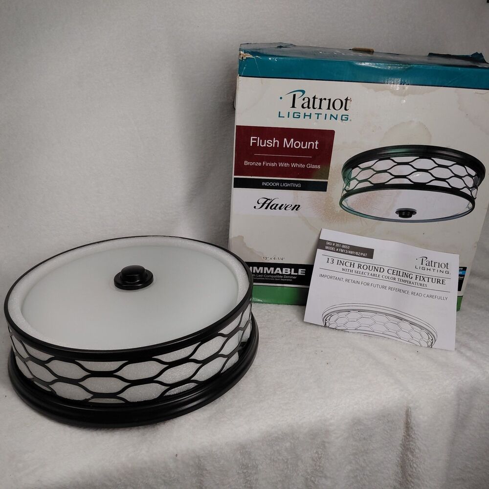 Patriot Lighting Haven 13" LED Flush Mount Ceiling Light Bronze SKU 351-8053 NEW